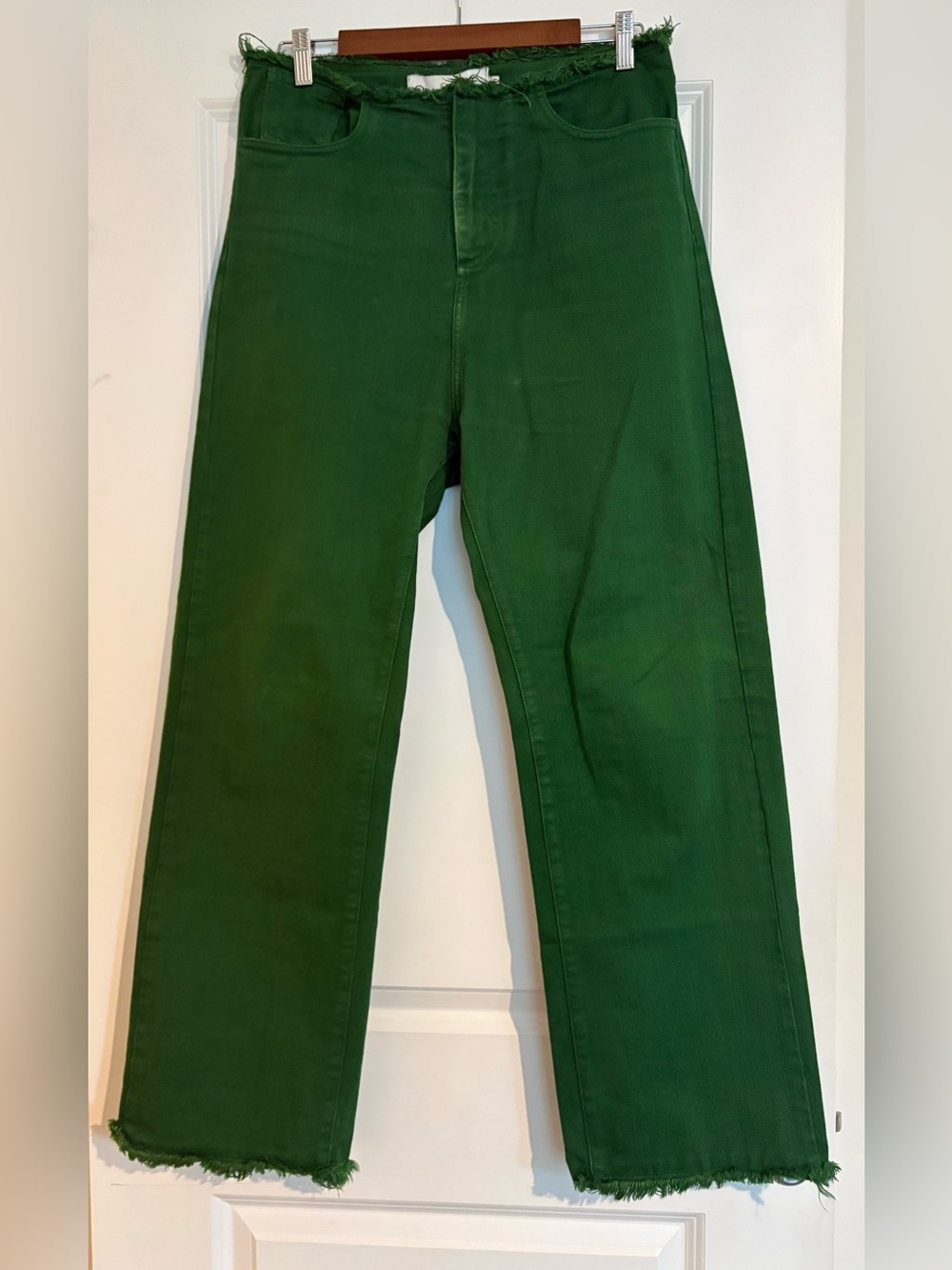 Marques’ Almeida Women’s High Rise Wide Leg Jeans in Emerald Green Size:10